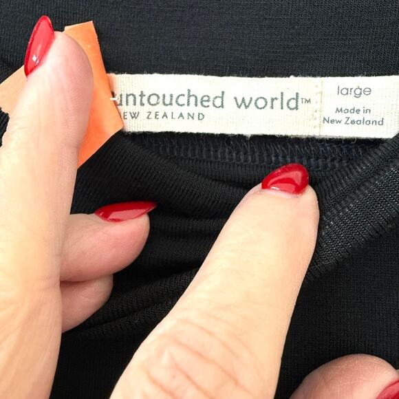 Untouched World Merino Wool Skirt Black Stretch Pull On Sustainable Large - Picture 3 of 5